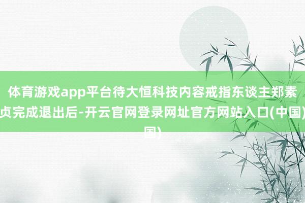 体育游戏app平台待大恒科技内容戒指东谈主郑素贞完成退出后-开云官网登录网址官方网站入口(中国)