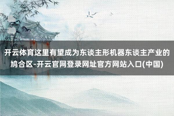 开云体育这里有望成为东谈主形机器东谈主产业的鸠合区-开云官网登录网址官方网站入口(中国)
