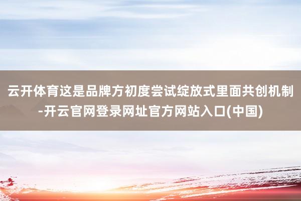 云开体育这是品牌方初度尝试绽放式里面共创机制-开云官网登录网址官方网站入口(中国)